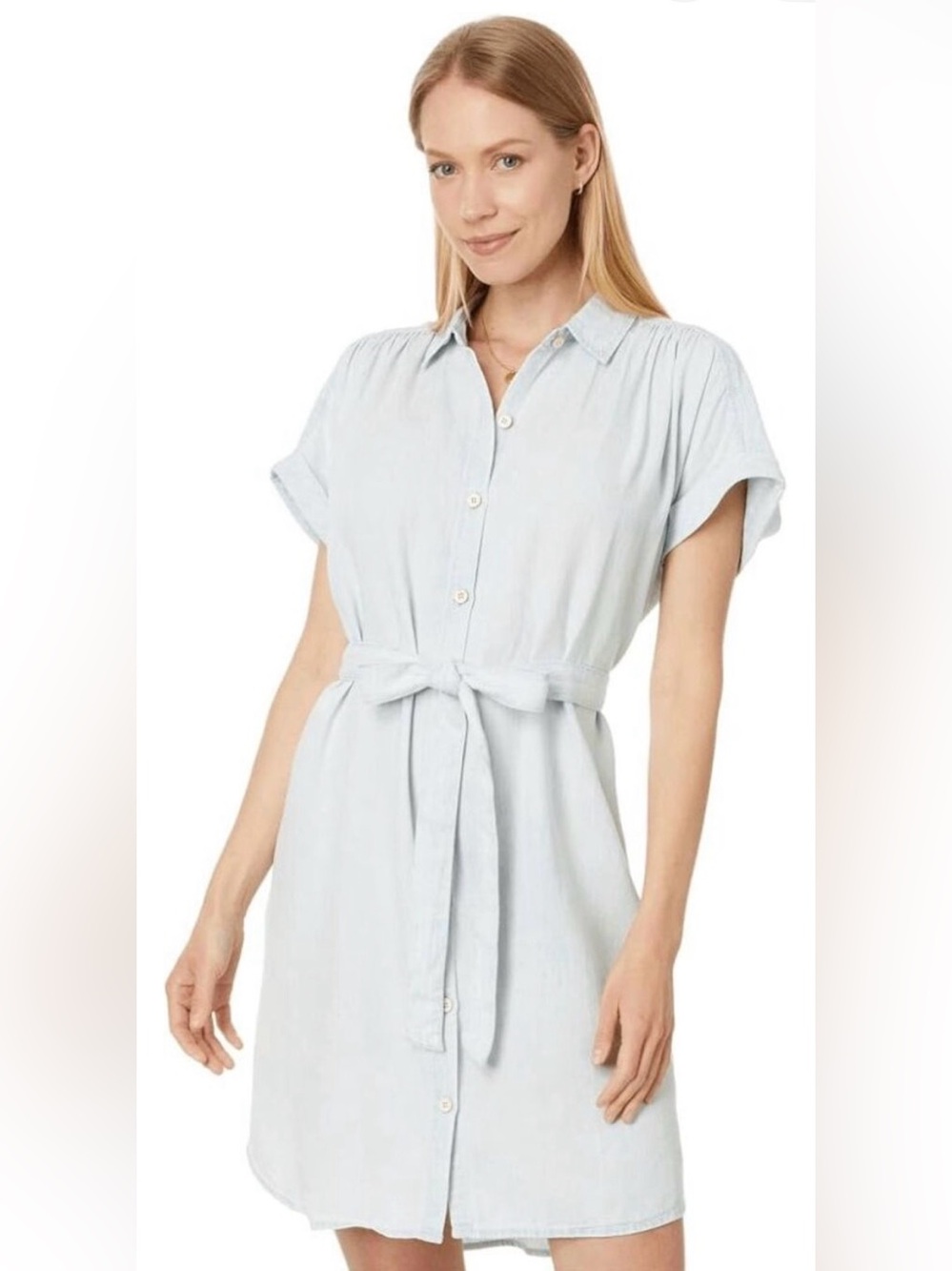 Faherty Breeze Button Up Dress Arctic Blue
